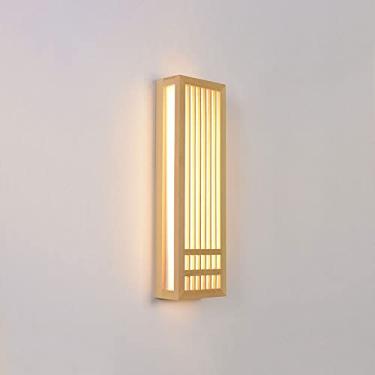 Imagem de Luminária de parede LED de madeira, arandela japonesa, abajur de acrílico, luminária nórdica de parede de madeira, luminária de cabeceira quadrada para sala de estar, quarto, restaurante (ta