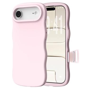 Imagem de ORNARTO Capa para celular de 6,6 polegadas, borda ondulada encaracolada | Compatível com MagSafe | Silicone líquido à prova de choque, 3 camadas, capa protetora macia totalmente coberta - rosa giz