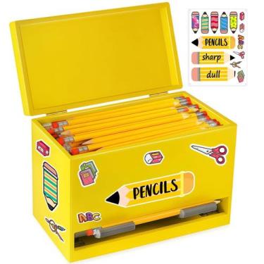 Imagem de Dispensador de lápis YEGEER para sala de aula Porta-lápis de madeira
