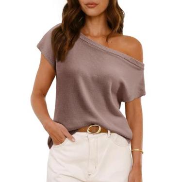 Imagem de Camisola Saodimallsu feminina de um ombro, marrom
