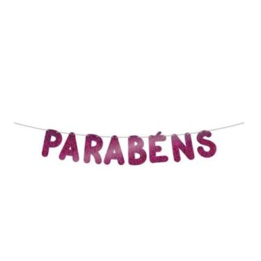 Imagem de Varal Parabens Metal Glitter Pink Marques