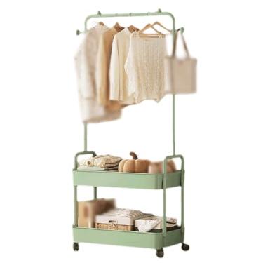 Imagem de Cabide de aço com cesta de armazenamento de 2 camadas cabides de revestimento em pé com polia cabides portáteis para entrada de corredor