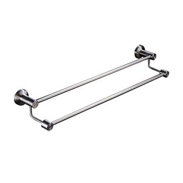 Imagem de DSeenLeap Toalheiro duplo em aço inoxidável 304 com acabamento cromado escovado para casa de banho ou cozinha (80 cm)