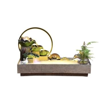 Imagem de hezhuhe2258 Decorações de mesa para relaxamento, fonte de cachoeira, fontes de água em estilo chinês, aquários de peixes, decoração de escritório