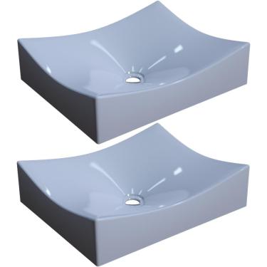 Imagem de Kit 02 Cubas de Apoio Retangular Para Banheiro Lavabo C01 ML44W Branco - Lyam Decor