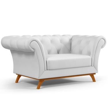 Imagem de Sofá 2 Lugares Para Sala de Estar Império 150 cm D02 Corano Branco C-12 - Lyam Decor