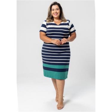 Imagem de Vestido Pau a Pique Listrado Azul Marinho AZUL MARINHO - GG