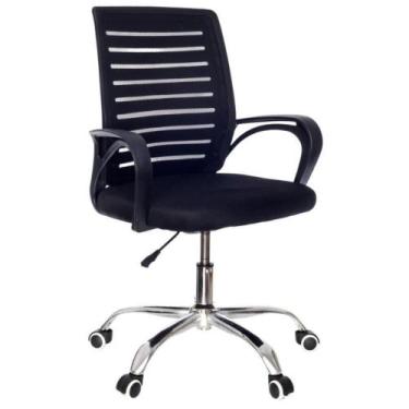 Imagem de Cadeira De Escritório Secretária Com Base Cromada Com Rodinha Fortt Br