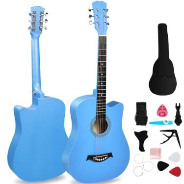 Imagem de Violao Acustico (Blue) Violao Acustico, Violão para Iniciantes, Violão Folk, Violão Iniciante, Violão Acústico de 38 Polegadas
