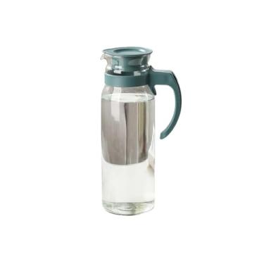 Imagem de Jarro Chaleiras de vidro 1400ml para água, grande capacidade, com tampa e alça, jarra suco, chá, leite, distribuidor bebidas, pote(Green)