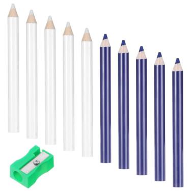 Imagem de Josojoou 10 peças de marcadores de tecido para costura, tecidos de costura brancos e azuis, caneta de tecido lavável com apontador para artesanato de costureira