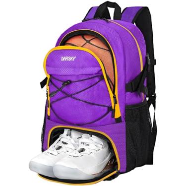 Imagem de DAFISKY Mochila de basquete com compartimento de bola – Bolsa grande de basquete com compartimento para sapatos, bolsa de equipamentos esportivos para bola de futebol, vôlei, academia, atividades ao