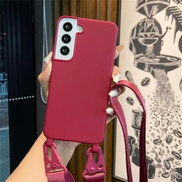 Imagem de Capa de telefone com alça crossbody para Samsung Galaxy S24 S23 S21 Plus Note 20 S22 Ultra S20 FE Funda Silicone Capa TPU macia, vinho tinto, para Samsung S24