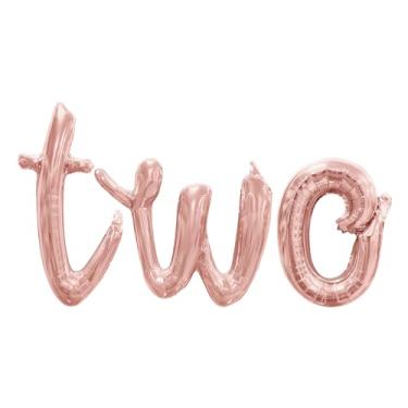 Imagem de Cursive Script Letter Balloons - TWO 16" Inch Alphabet Letters Foil Mylar Balloon 2nd Birthday Party Banner (Rose Gold)