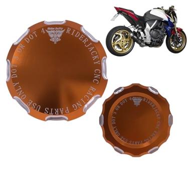 Imagem de Riderjacky Compatível com tampa do reservatório de fluido da embreagem do freio dianteiro da motocicleta cilindro de óleo Honda CB1000R CB 1000R de 2009 a 2016 2010 2011 2012 2013 2014 2015 (laranja)