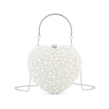 Imagem de Tmore Bolsa Clutch Com Pérolas E Coração Para Mulheres, De Noite Contas, Mão Festa Casamento