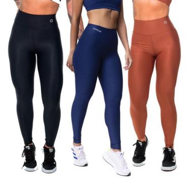 Imagem de KIT com 3 Leggings Poliamida Soft Comfort Fitness - Chiclé moda fitnes