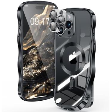 Imagem de [Anel de CD e borda ondulada encaracolada] para iPhone 16 Pro, 2025 atualizado [proteção total da câmera] [compatível com Mag-Safe] Capa transparente macia não amarelada para 16 Pro 16 cm homens e