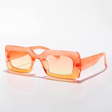 Imagem de Óculos de sol retrô 90s nude retangular feminino masculino moderno óculos grossos, Laranja, Lens Width: 51 Millimeters