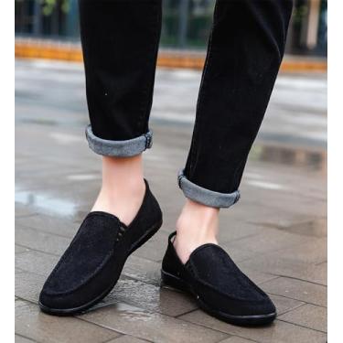 Imagem de Mocassim masculino casual sem cadarço, confortável, leve, para caminhar, dirigir, barco, Preto, 40