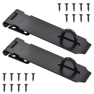 Imagem de Pacote com 2 fechaduras de ferrolho de porta de 5 polegadas Fecho de trava de aço inoxidável 304 para serviço pesado, fechadura de portão, cadeado de porta com parafusos