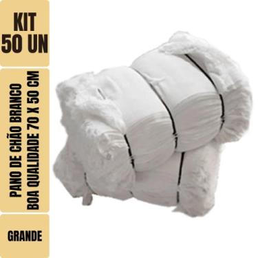 Imagem de Kit com 50 - Pano De Chão Branco Alvejado 70 X 50 Cm - Neves - Grande 