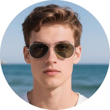 Imagem de Óculos de sol aviador com armação de metal unissex piloto clássico leve vintage retrô viagem dirigir praia óculos, Armação prateada, lente cinza