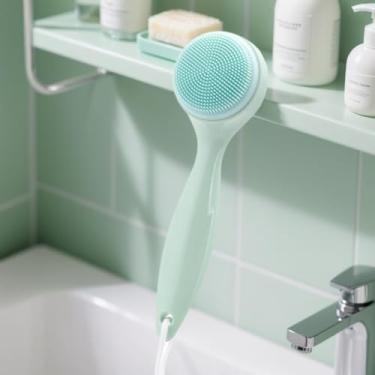 Imagem de Escova de limpeza facial manual de silicone, adequada para a pele, à prova d'água, esfoliante, esfoliante para cravos e remoção de resíduos de maquiagem (verde)