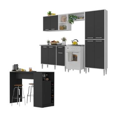 Imagem de Armário De Cozinha Com Bancada Americana Xangai Multimóveis Mp2203 Branco/preto Branco/preto