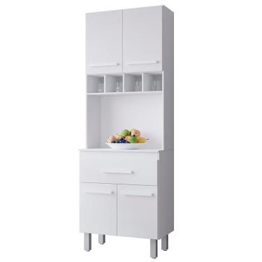 Imagem de Armario Paneleiro 4 Portas 1 Gaveta 197x60 Cm Vitoria Branco Mobbs