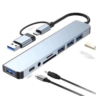 Imagem de Hub Adaptador USB 8 em 1 Saída de Áudio de 3,5 mm Para MacBook Pro/Air iPad Pro Notebook Windows Smartphone,iPhone, leitor de cartões SD/TF