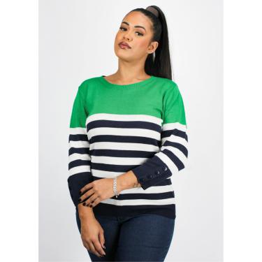 Imagem de Blusa 3/4 Pau a Pique Modal Listrada Verde
