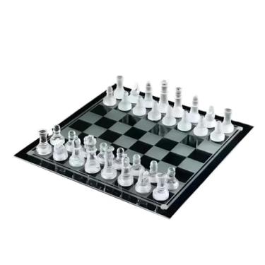 Imagem de Jogo de Xadrez com Tabuleiro de Vidro Luxuoso, 32 Peças, Estilo Contemporâneo, 25x25 cm, Estratégia