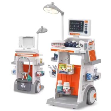 Imagem de Carrinho Médico e Dentista Infantil com Monitor ECG Simulador de Raio X Luzes e Sons Clínico Educativo com Acessórios