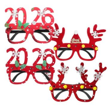 Imagem de TOYANDONA Conjunto de Óculos para Festa de Natal, 4 Peças, Óculos de Ano Com Glitter Led 2026, Armações de para de Fim de Ano, Acessórios de Natal Divertidos E Adereços para Fotos para Adultos E