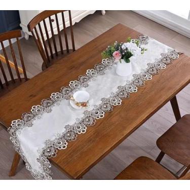 Imagem de Caminho de Mesa Trilho Kasilar Premium Barrado Guipir 40x2.20cm - Kasi