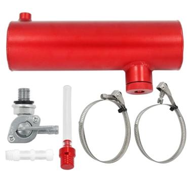 Imagem de LVOUP Cilindro de tanque de gasolina Go Kart e mini bicicleta de 3 x 10 com braçadeira compatível com Coleman Powersports CT200U BT200X CT200u-ex e Predator 212cc 196cc/6,5HP Vermelho