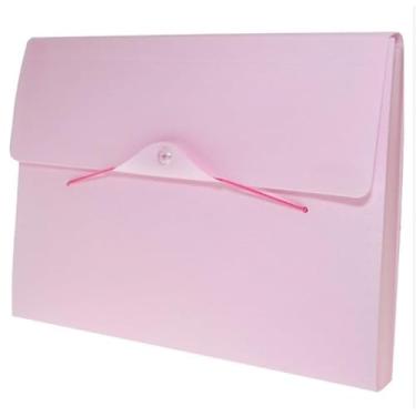 Imagem de Pasta Sanfonada 12 Divisórias, Papelaria Para A4, Organizada E Prática(PASTA SANFONADA ROSA PASTEL)