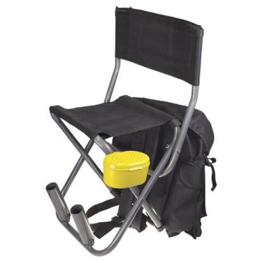 Imagem de Cadeira de ferro dobrável com mochila 2 suportes e porta isca - BellaP