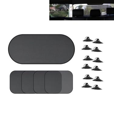 Imagem de Shakas 5 peças de para-sol para janela de carro, tela translúcida unidirecional de alta densidade, tela de malha translúcida, janela lateral, para-brisa traseira, tela de proteção solar montada com