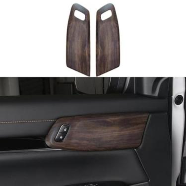 Imagem de ushilife Capa protetora de acabamento de moldura de fechadura de porta de carro acessórios de carro compatíveis com Ford Ranger 2022 2023 2024 capa de acabamento interior de grão de madeira ABS