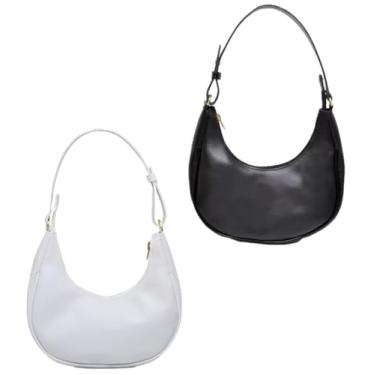 Imagem de Bolsa Feminina Meia Lua Baguete Clutch Luxo Ombro E De Mão (Preto)