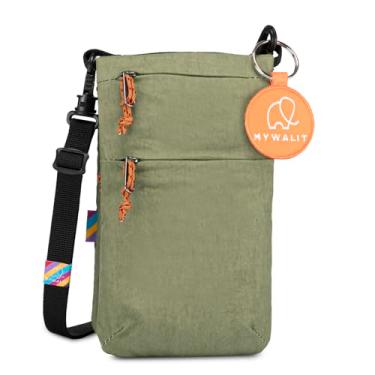 Imagem de mywalit Organizador pequeno MyLite | Unissex| Bolsa tiracolo | Mistura de algodão e nylon | Design dobrável | Fecho Popper | Vários bolsos, Caqui, Bolsa unissex compacta urbana leve Mylite