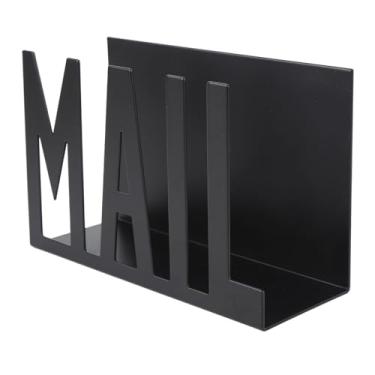 Imagem de Aramox Organizador de Correio de Metal, Porta-cartas de Mesa Com Recorte de Correio Minimalista para Contas, Papéis, Organizador de Mesa de Escritório, Bandeja de Documentos (BLACK)
