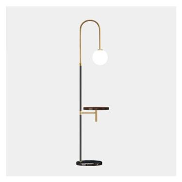 Imagem de Luminária de chão Candeeiro de pé moderno com mesa, candeeiro prateleiras, lateral porta carregamento USB, adequado para sala estar, escritório, quarto