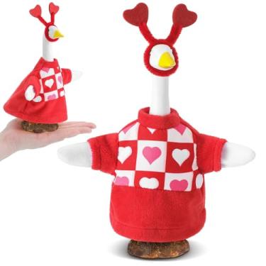 Imagem de PullCrease Roupa de mesa de 18 cm com coração de dia dos namorados mini varanda ganso roupas quintal toldo gramado pato camisa para escola sala de aula cimento plástico pato estudante