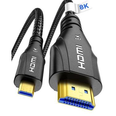 Imagem de Cabo HDMI Cratree 8K Micro HDMI para HDMI 10 pés 8K @60Hz 4K @120Hz