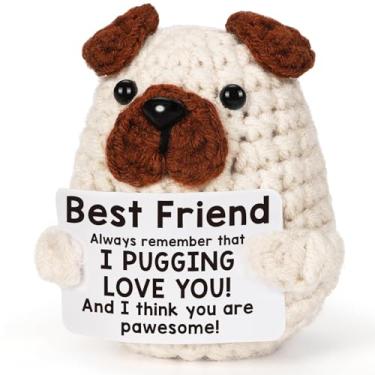 Imagem de Presentes de amizade de amigos para melhores amigos BFF Bestie Soul Sister, boneca divertida de cachorrinho para aniversário de amigos, mini cesta de Páscoa, itens essenciais para presente "I Love You