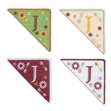 Imagem de TenDawn Marca de canto bordada personalizada, pacote com 4, canto de marcador de página de feltro inicial, presente para amantes de livros