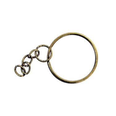 Imagem de Argola Chaveiro com corrente 25mm Ouro Velho - Pacote 100 peças - KIT LD-056